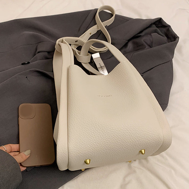 HBP Lychee Patterned Bucket Summer Shoulder Handheld Vegetable Basket Bag Women Handbag Tote Crossbody Purse Two Piece Set Plain Color Shopping Bags