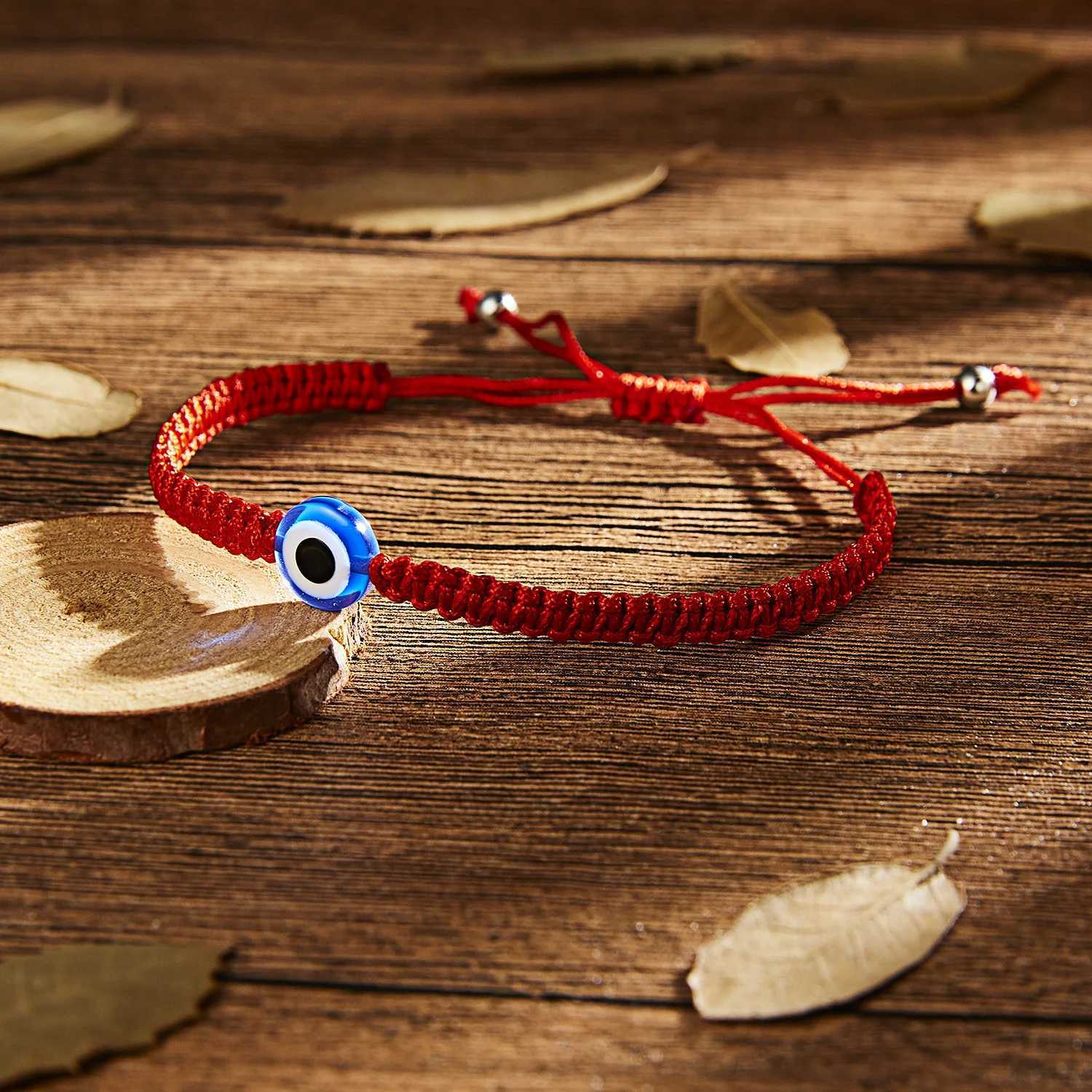 Trkiye Lucky Blue Evil Eye Bracelet Womens Handwoven Red Black Blue Rope Demon Eye Bracelet Friendship JewelryW240730