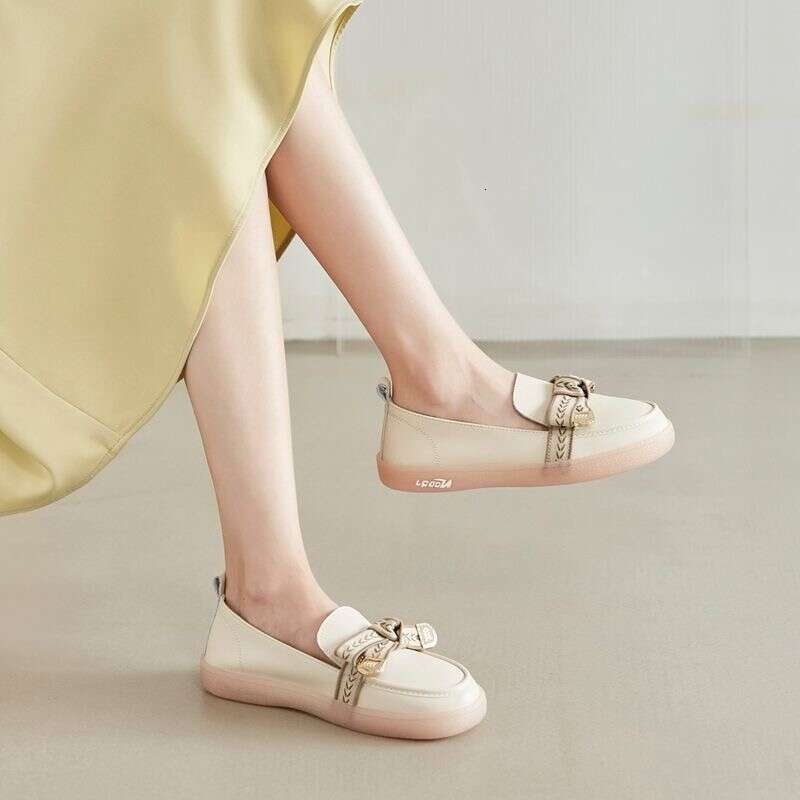 Women Ddmysports S New Jelly Sole Flat Bottomed French Single And Small Leather Shoes Outdoor Shoes ole ingle mall hoes hoes