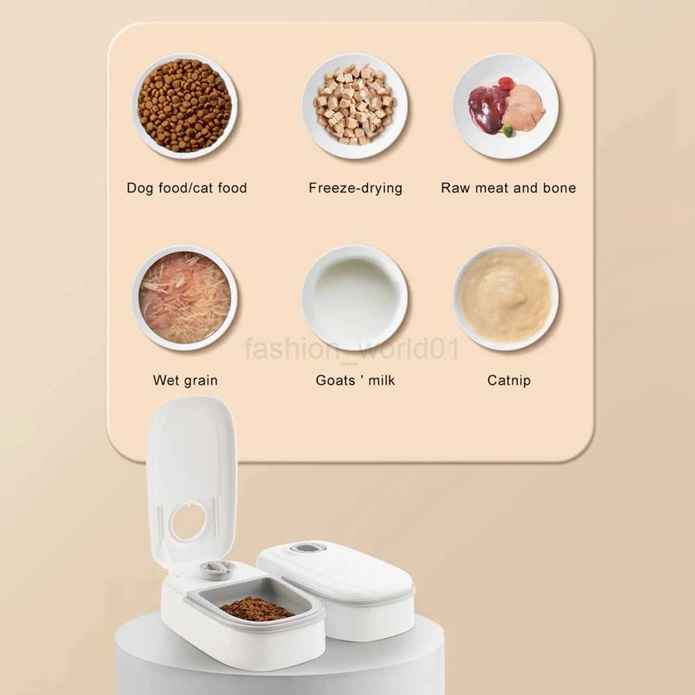 Pet Feeder For Cats And Dogs Dry Or Semi Moist Food Double Meal Separation Dispenser 48 Hour Intelligent Timing Feeding For Home Use