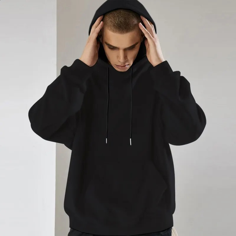 Mens All-In-One Hooded Solid Color Classic Sports Handsome Casual Crewneck Pullover Fashion Long-Sleeved Hoodie 240730