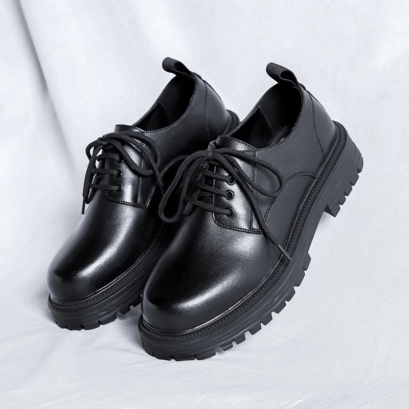 New Spring 2024 and Autumn Thick Soled Lace Up Business Leather Brand Platform Oxford Men Casual Shoes Br