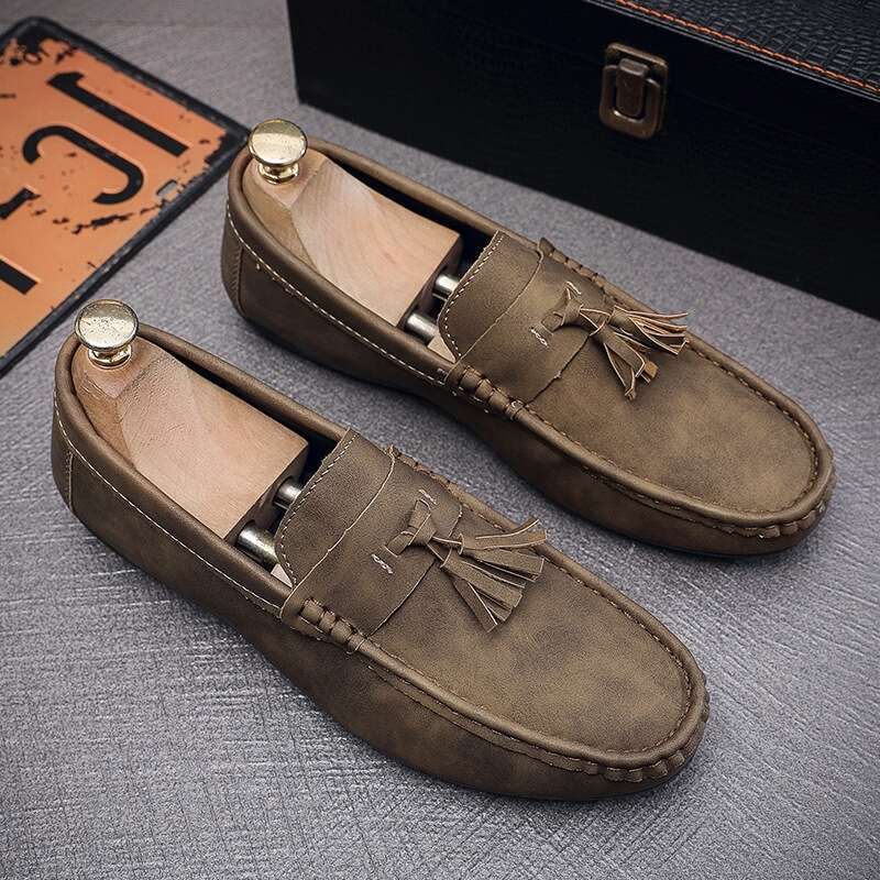 S Free Ddmysports Shoping Casual Single Leather Men Low Top Set Feet Tassel Trendy One Step Driving Shoes Outdoor hoping ingle et tep hoes