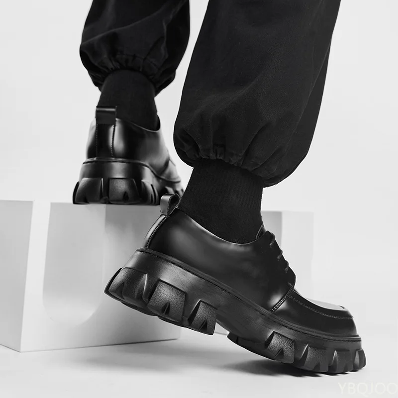 Male Leather Men 2022 New Chunky Platform Retro Work Spring Autumn Derby Shoes Low Top Man Casual Flats dh911125171