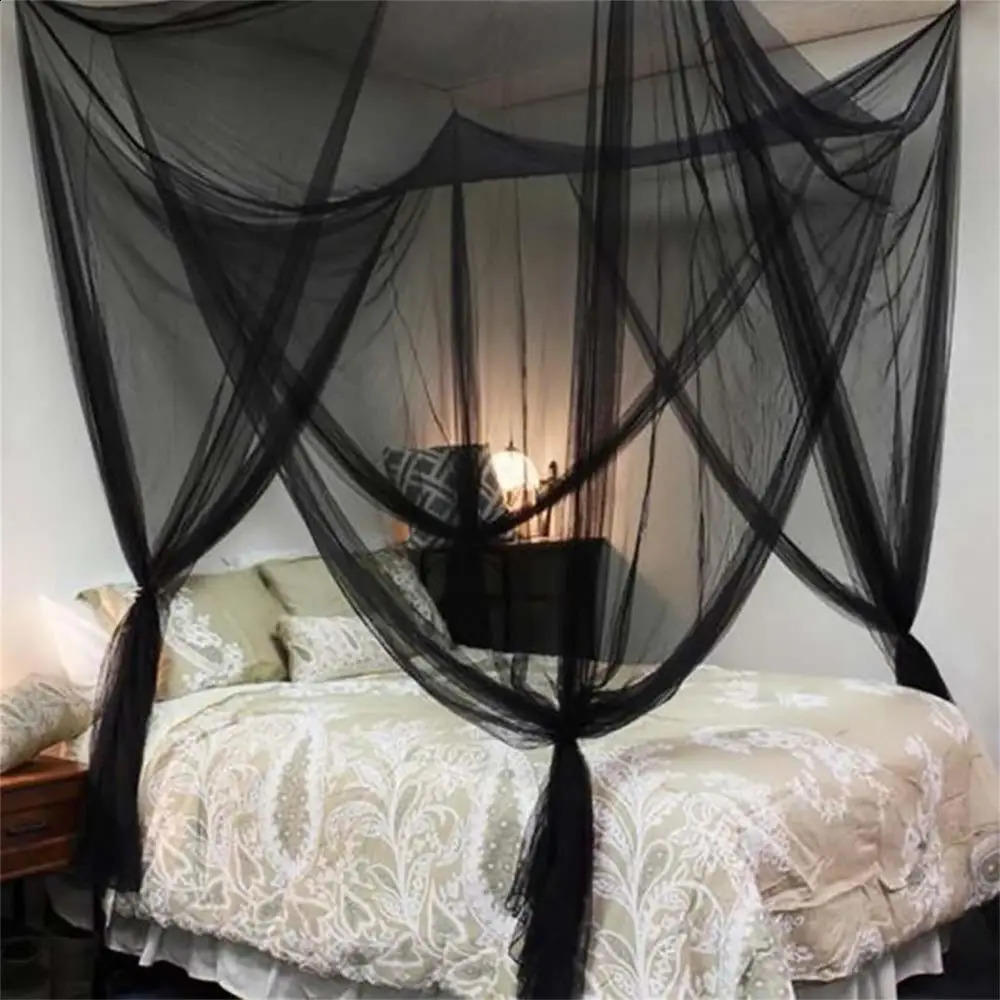 Mesh Curtain Bed Canopy Solid Net Mosquito Color 4 Doors Bedroom Home Decor Gift 240730