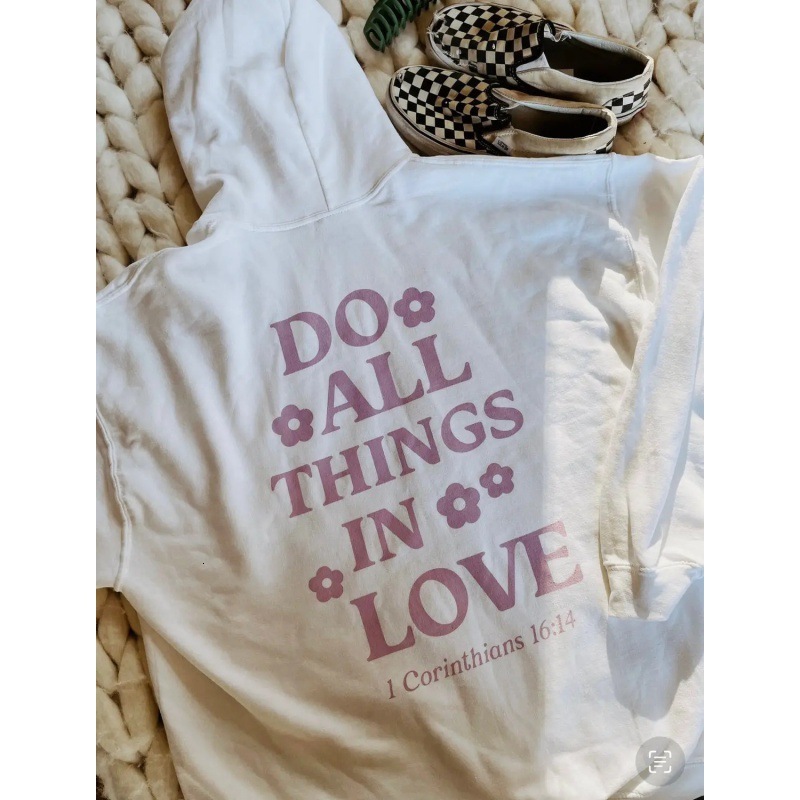 Women's oversized plush with lettering slogan kangaroo pocket drawstring printed hoodie F7.30#45