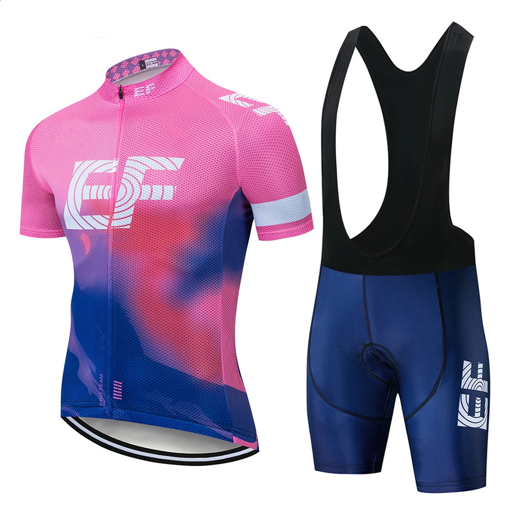 Cycling Jersey Set Pink Italy Spain France Tour Cycling Clothing Men Short Sleeve Road Bike Shirts Suit Bicycle Bib Shorts 240722