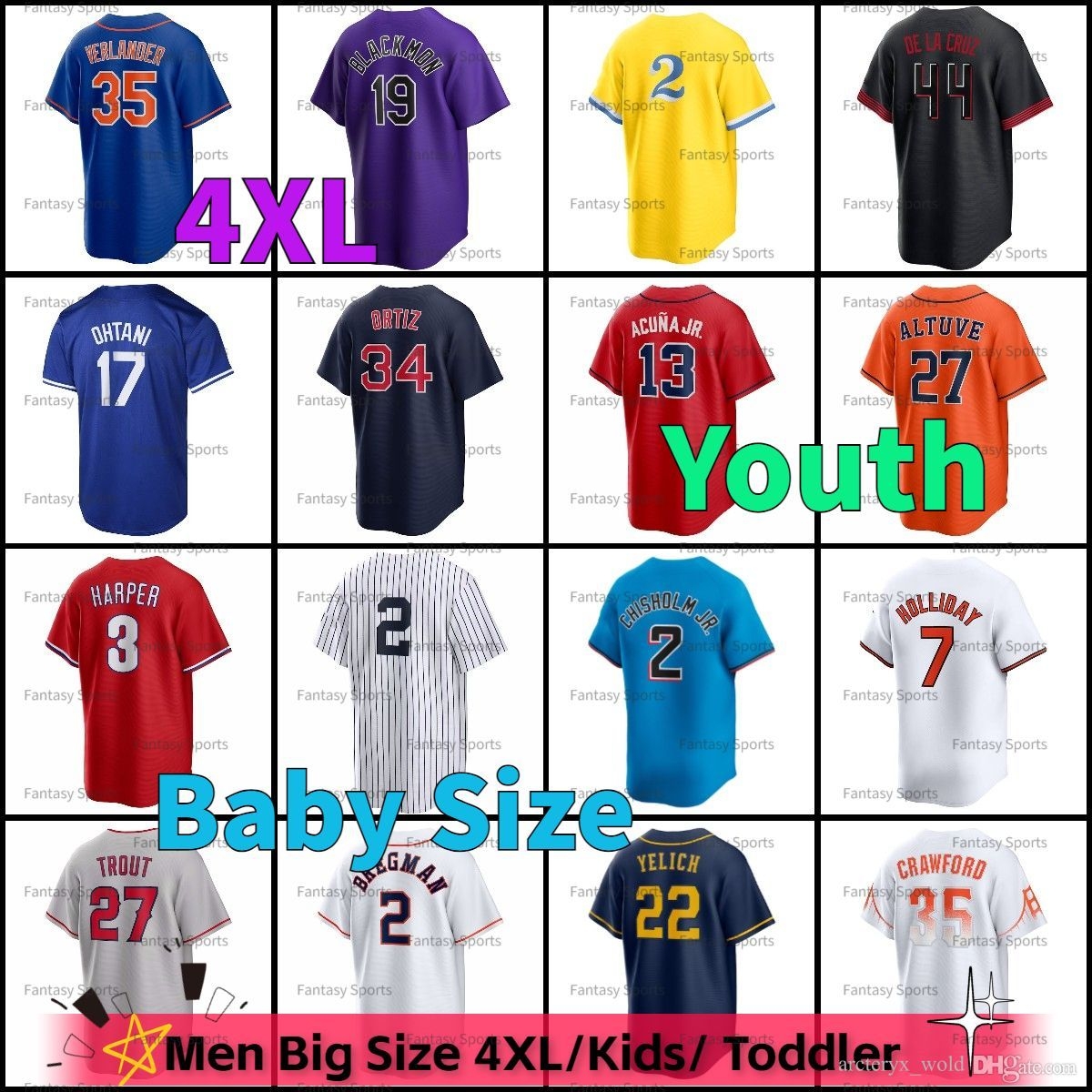 Infant Baseball Jersey Marcus Semien Realmuto Judge Acuna Jr. Riley Garcia Harper Cruz Bregman Albies Tatis Jr Jeter Betts Baby Size Custom