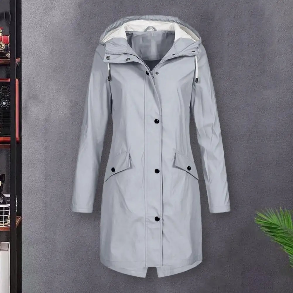 Hooded Long windbreaker men's white rainproof trench coatBritish gentlemanRain proof and breathable240730