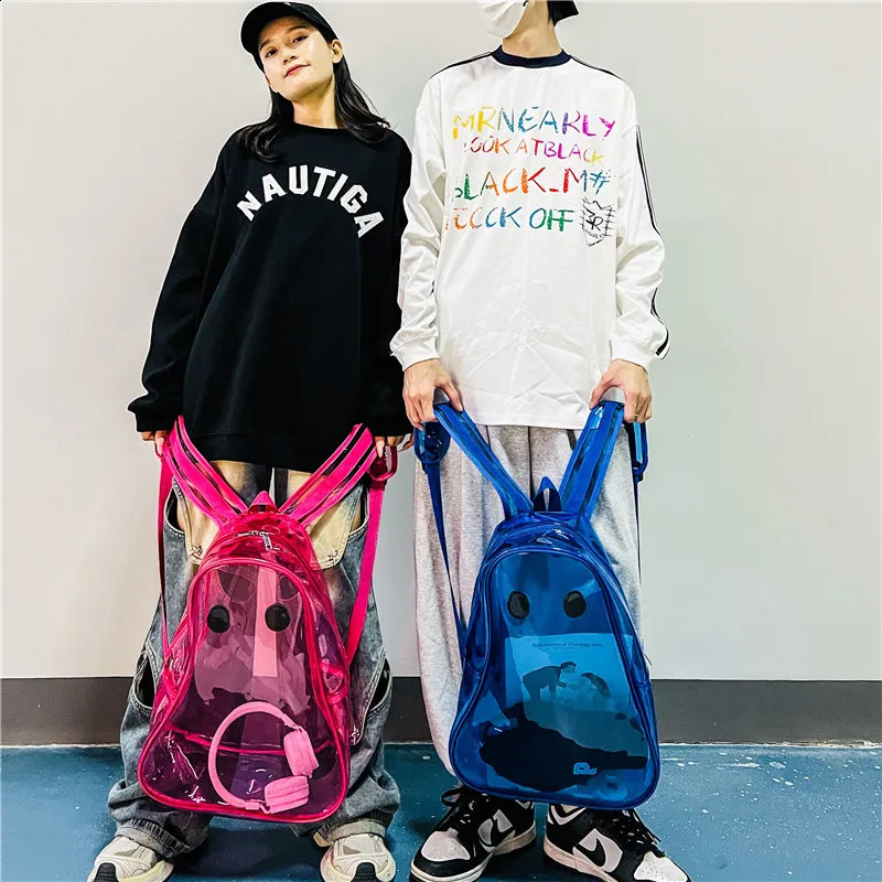 Transparent Backpack Halloween Ghost Schoolbag Waterproof PVC Clear Plastic Daily Backpack Teenager Notebook Schoolbag Beach bag 240730