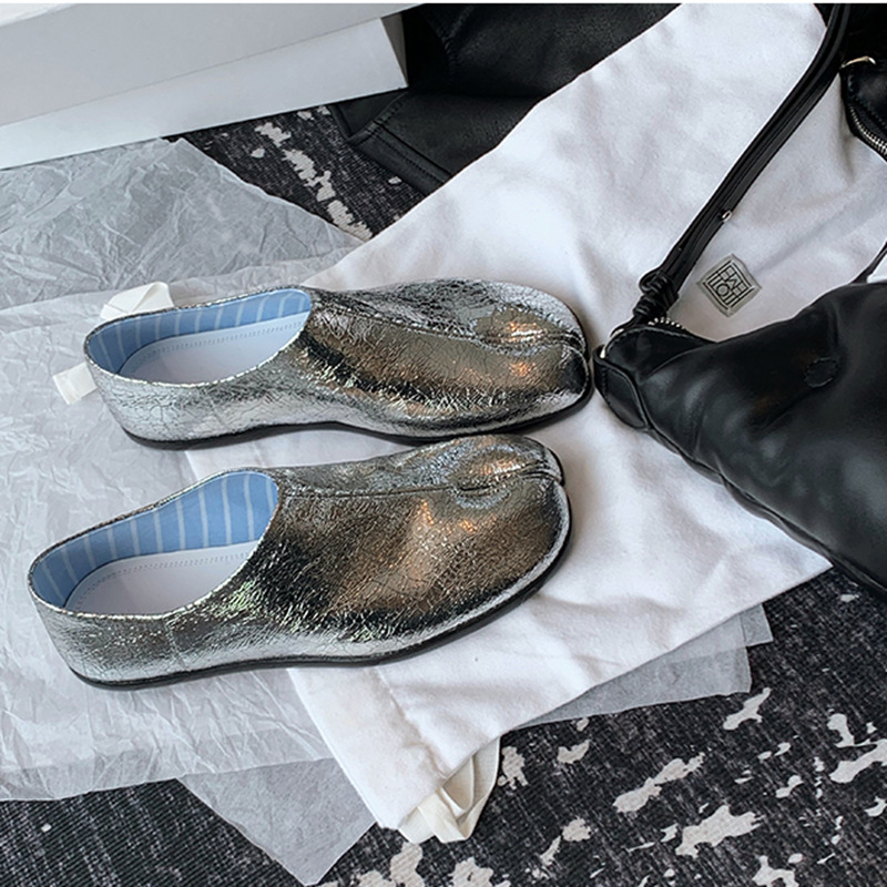 Autumn Women Flats Genuine Leather Split Toe Loafers Oxfords Female Slippers Ladies Fashion Ninja Vintage Casual Cozy Soft Shoes