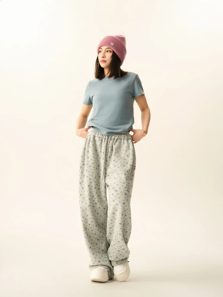 Pants Women Slouchy Floral Korean Style Vintage Spring Autumn Baggy High Street All-match Fashion Trousers Leisure Daily College 240730