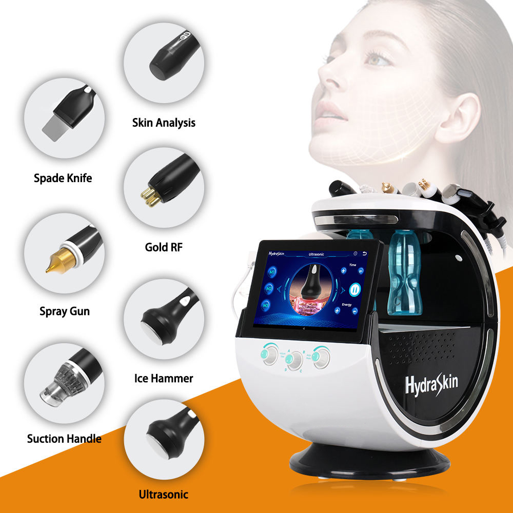 New Generation Ice Blue 7 In 1 Dermabrasion Blackhead Acne Treatment Deep Cleansing Bubble Oxygen Aqua Peel HD Skin Analysis Machine