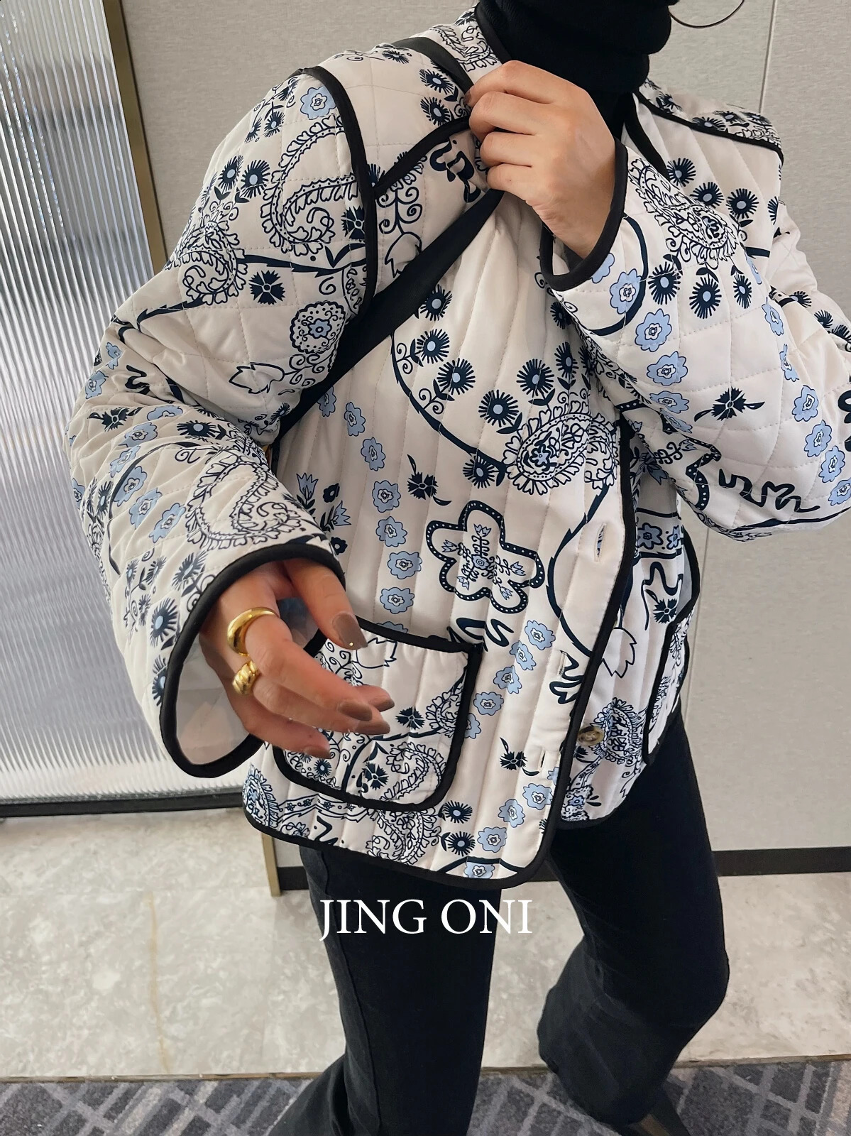 Floral Padding Woman Clothing Fashion Korean Style Vintage Y2k Winter Jacket Parkas Coat Outerwear Short Lightweight 240729