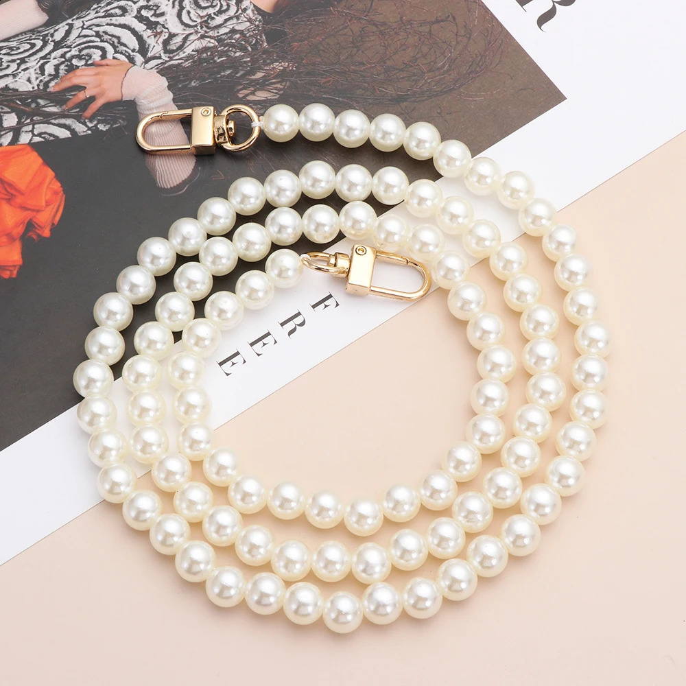8/10mm Pearl Strap for Bags Handbag Handles DIY purse Replacement Long Beaded Chain for Shoulder Bag Straps Pearl Belt 240730