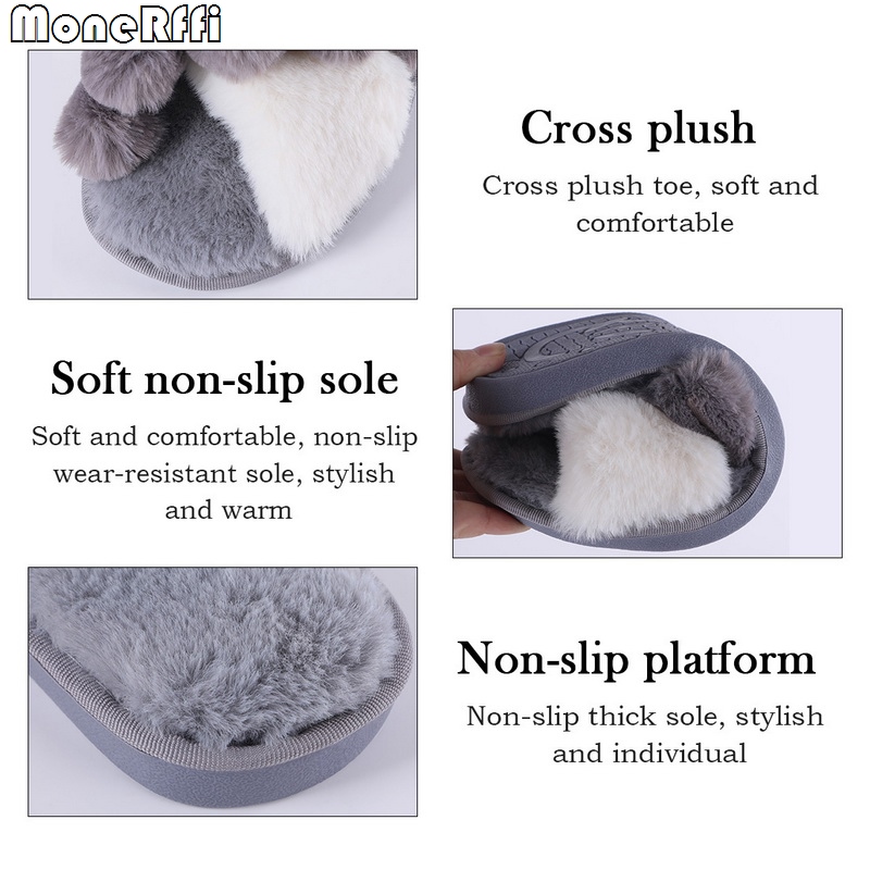 Cross Slippers Winter Fashion Fluffy Fur Slipper Home Slides Platform Flat Indoor or Flip ps Women Ladies Shoes 2022