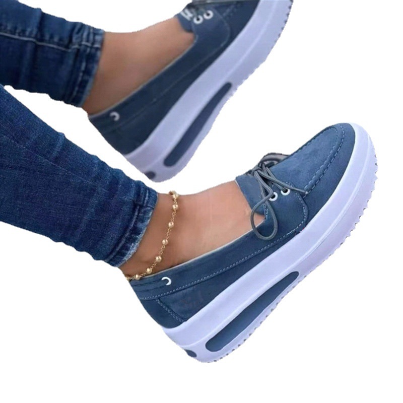 2022 Shoes For Women Summer Platform Sport Casual Shoes Lace-up Flats Size Comfort Non Slip Women Loafers Vulcanize Shoes