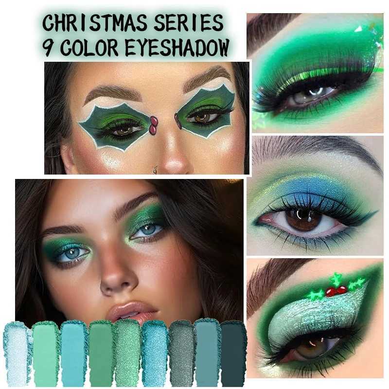 9 Colors Green Peacock Eyeshadow Palette Pearly Glitter Sequins Finish Green Color Colorful Stage Makeup for For Music FestivalXJ250520