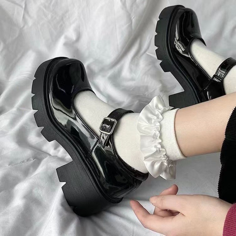 Shoes Spring Platform Leather Flats Casual Oxford Loafers Thick Bottom Ladies Wedge Lolita Shoe Mary Jane Women Moccasins