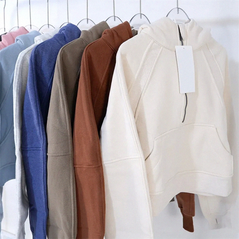 Designer yoga hoodie Scuba womens Plus Velvet jackets hoodys sports half zipper terry designer sweater loose clothes dh