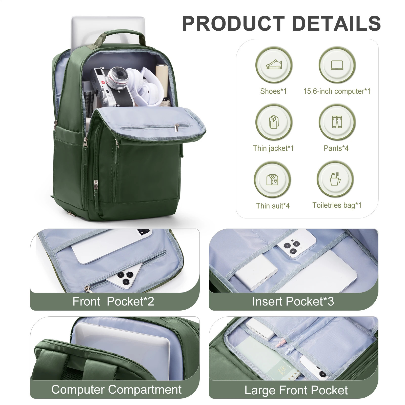 Large capacity travel business backpack and laptop suitable for 156inch school bag 240730Zl