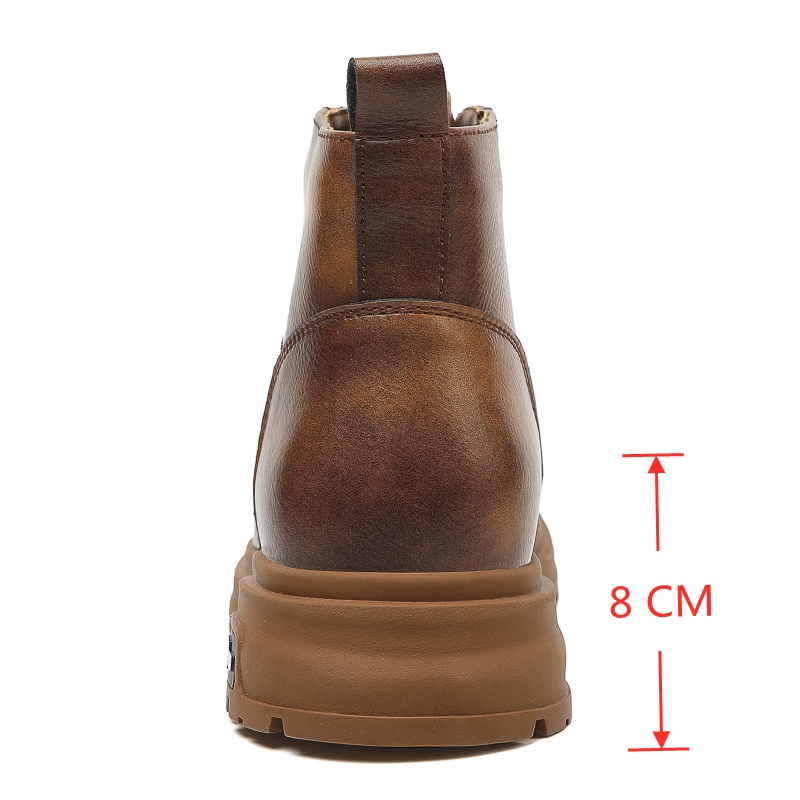 New Winter Men Elevator Boots Warm Height Increase Shoes for Men Insole 8CM Fashion Ankle Boots Casual Leather Working Boots