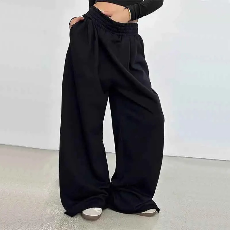 100% Cotton Loose Wide Leg Pants Women Fall Fashion Japanese High Waist Drawstring Casual Sweatpants Y2K Hip Hop Streetwear Z260314
