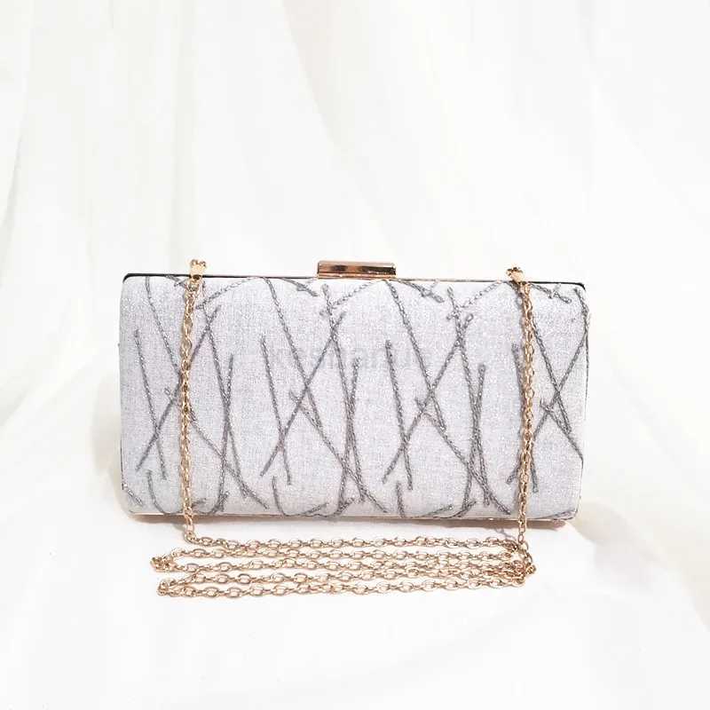 Party Glitter Chain Womens Evening Bag Metal Chain Clutch Purse Glitter Party Wedding HandbagXJ240730