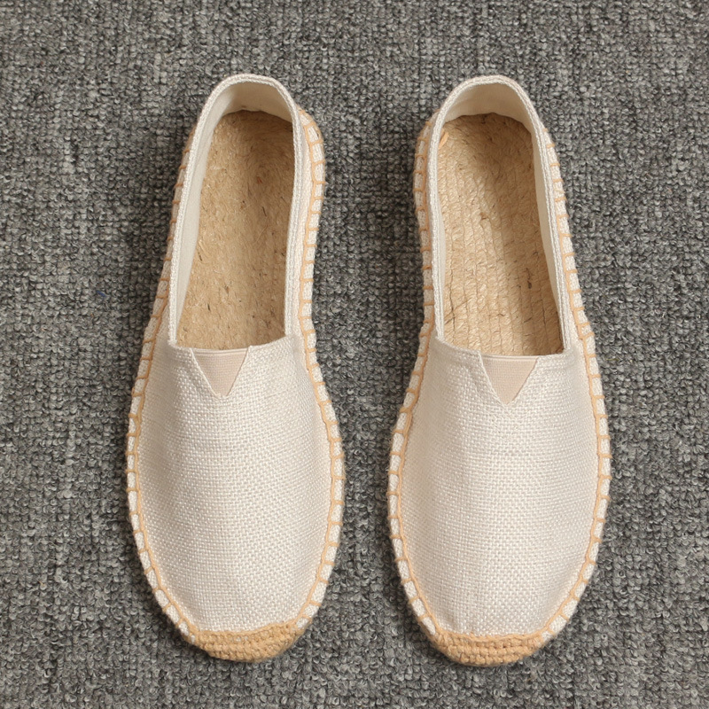 Men Fashion Flats Plimsolls Solid Canvas Shoes Casual Linen Loafers Lovers Shoes Male hemp Espadrille Fisherman Shoes 5596
