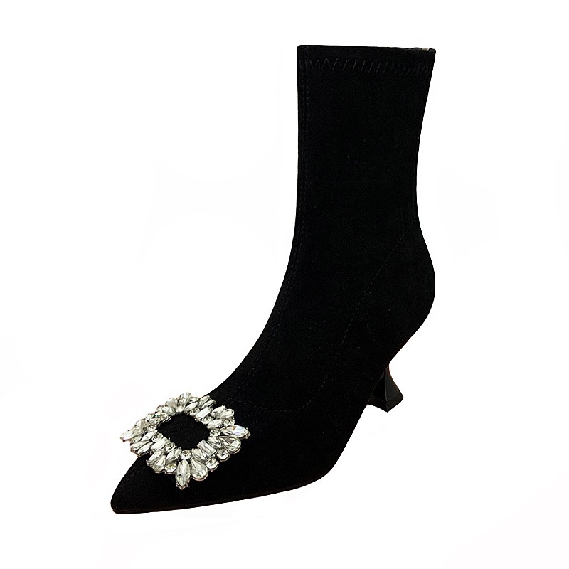 Ankle Women Shoes Woman Fashion High-heeled Pointed ck Spring Autumn Rhie Short Boots