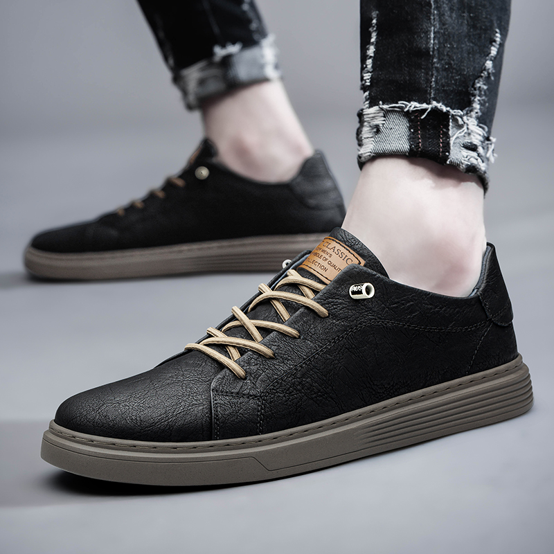 Brand Italian Black Genuine Leather Oxford Casual Lace Up Flat Sneakers Shoes for Men Big Size: 36-47