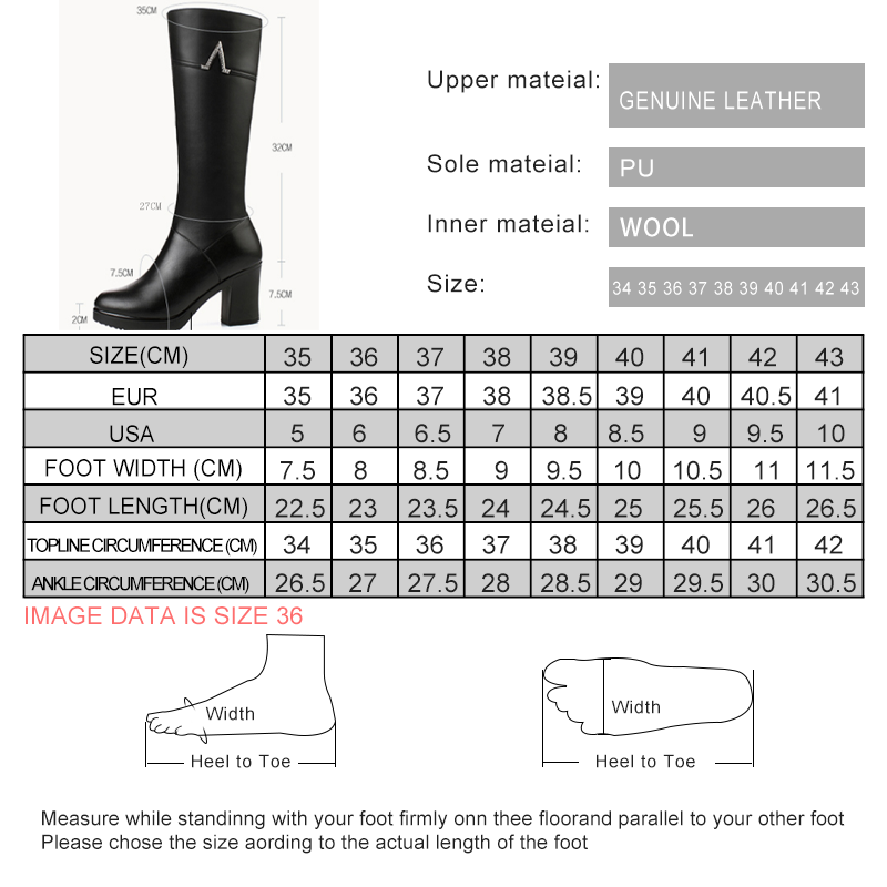 AIYUQI New Winter Genuine Leather Boots Women Shoes High Heeled Mid Calf Women Long Boots Warm Snow Boots Lady Fashion Shoes