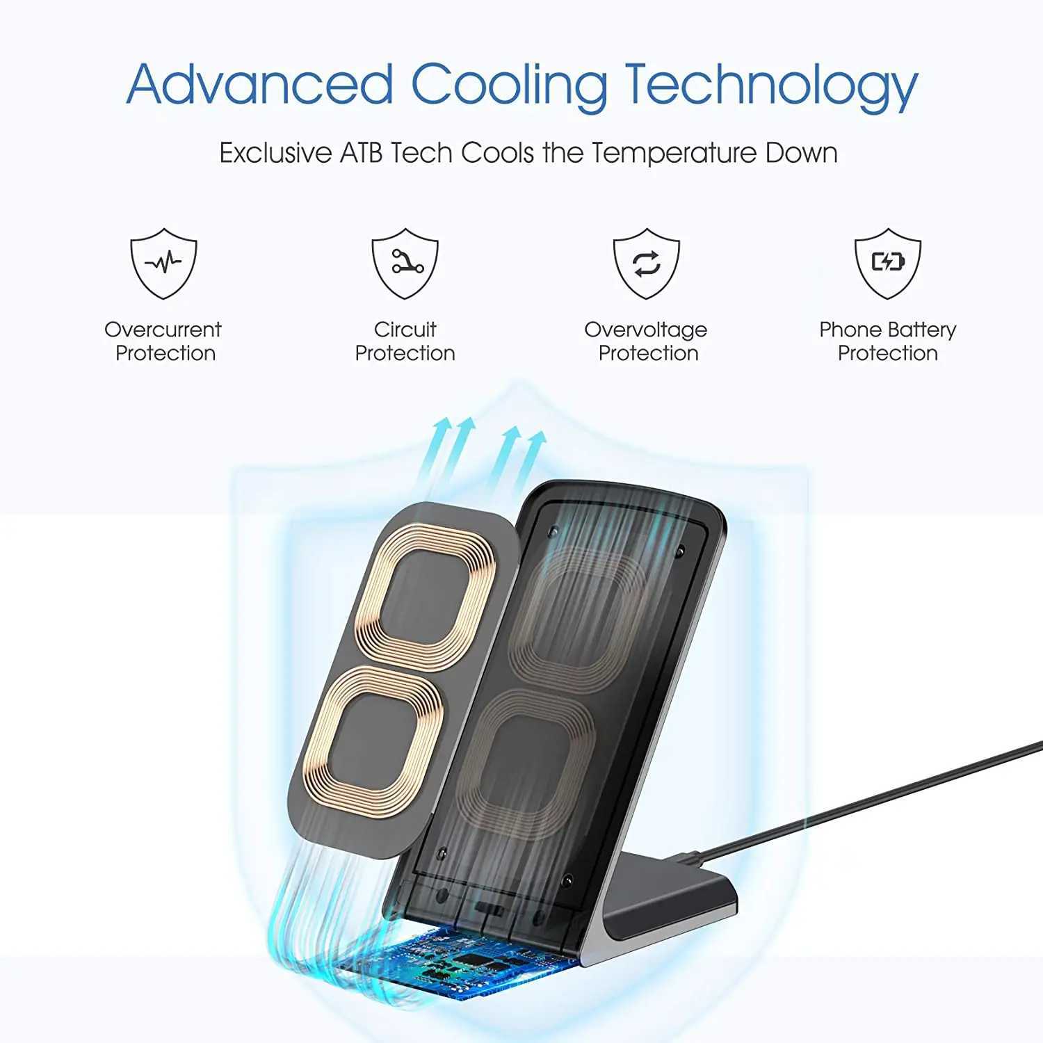 30W Wireless Chargers Fast Wireless Charging Stand with USB-C Port for iPhone 12 /11 Pro Max/XR/XS/X/SE/8 S20-S8 Google LGM240731