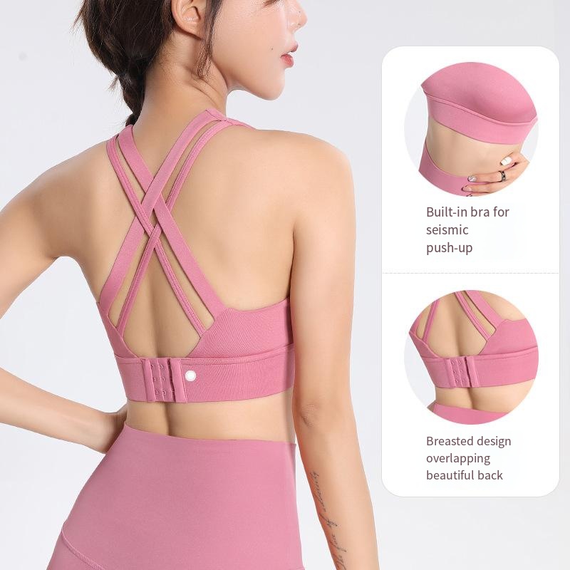 Sports underwear women's shock-resistant push-up high-strength yoga vest with chest pad fitness sexy back anti-sag bra