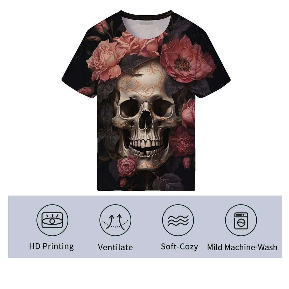 Halloween T shirt Mens Skull T-Shirts for Men Novelty 3D Graphic Shirts Summer Short Sleeve Top shirts tshirt graphic tee Casual tops summer clothes S