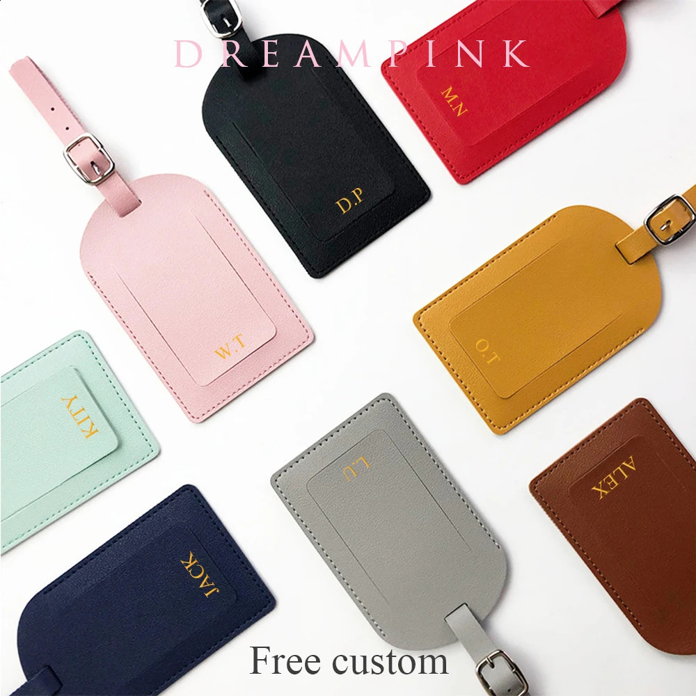 Personalized initial luggage tags customized letters mens suitcases name PU airplane carved travel accessories 240730