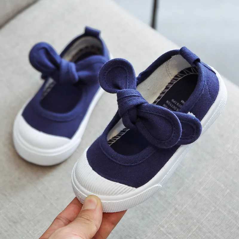 Korean Style Fashion Children Fashion Girls Canvas Shoes Versatile Bow Baby Girls Casual Shoes Direct Shipping Simple Direct Shipping X250409