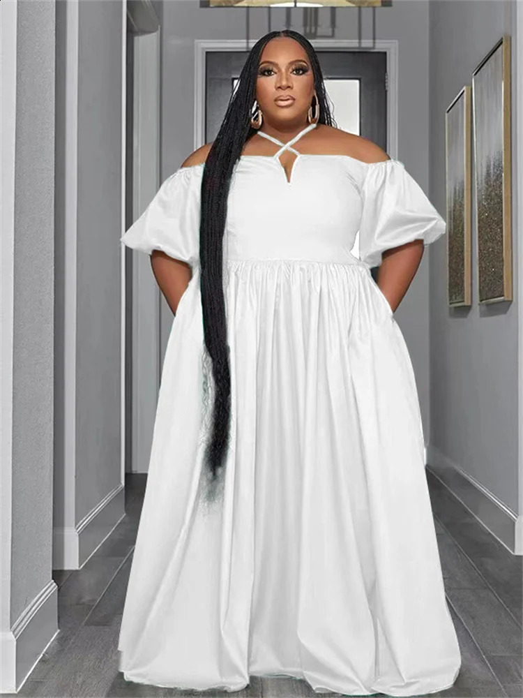 Wmstar Plus Size Dresses for Women Solid Summer Cute Elegant Party Maxi Dress Fashion Birthday Outfits Wholesale Drop 240730