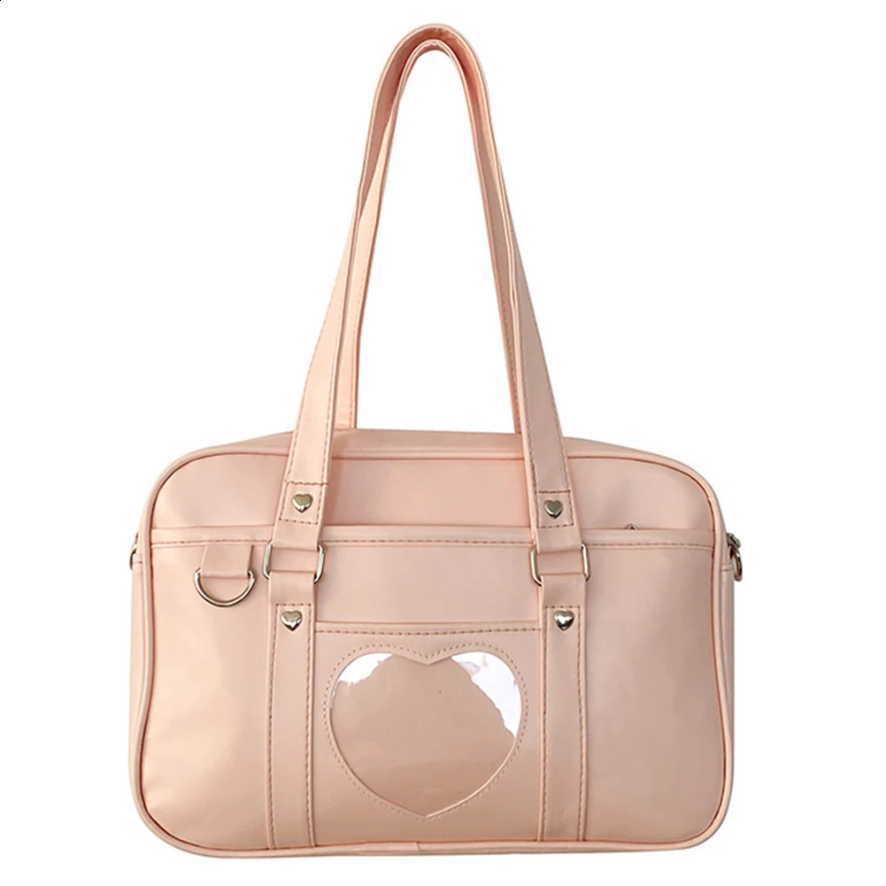 Womens Jk School Handbag Transparent Love PU Manga Shoulder Bag Adjustable Strap Japanese Shopping 240731ZYl