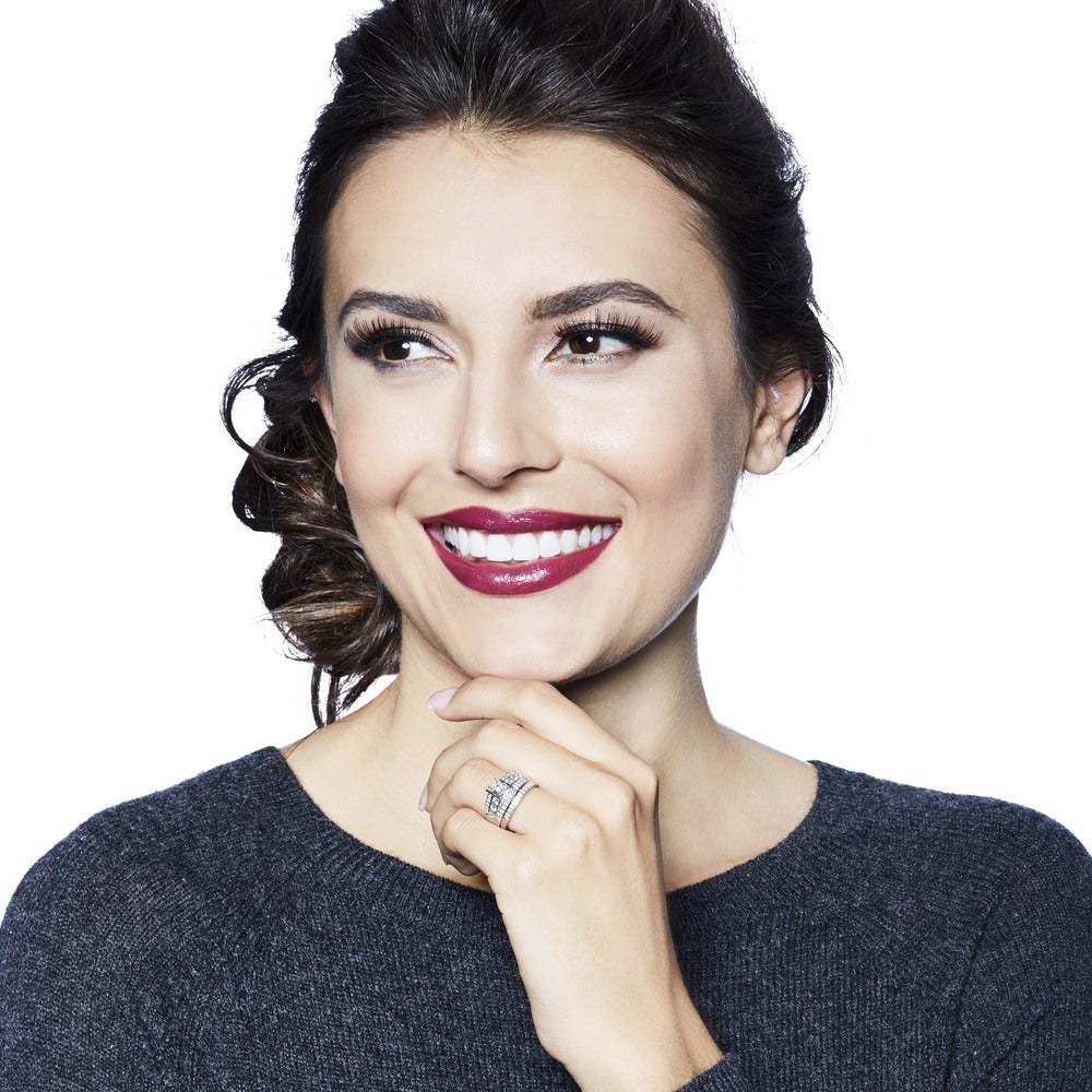 Size 6-10 Couple Wedding Rings Set: Gold Fill Cubic Zirconia Princess Cut Engagement Ring, Anniversary Bridal Ring Jewelry for Women