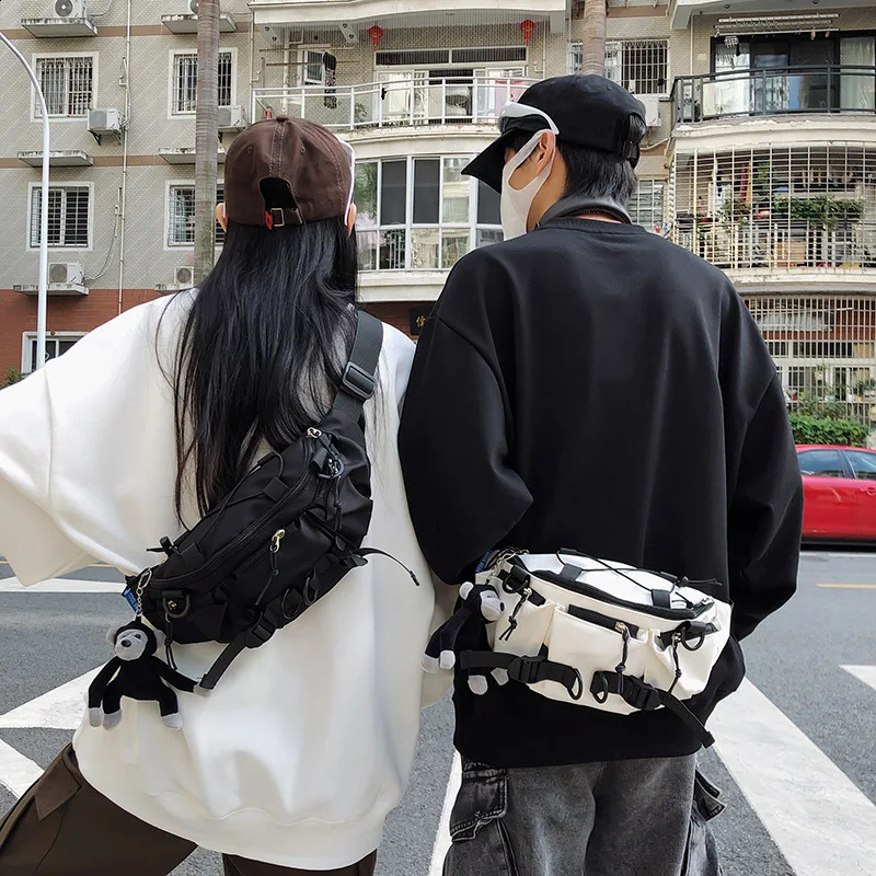 Techwear Style Punk Hip Hop Single Shoulder Crossbody Bag Men Women Street Vintage Chest Casual Sport Fanny Pack 240730