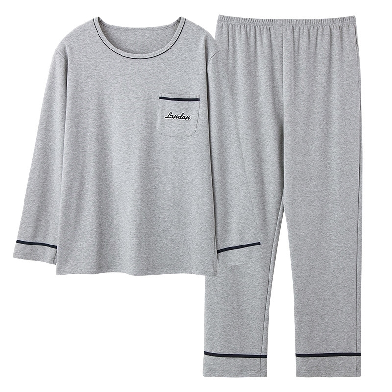 Arrival Spring Men Pajamas Long Sleeve Male Pajama Set Men Knited Cotton Pajamas For Men Sleepwear Suit homewear 4XL 240819