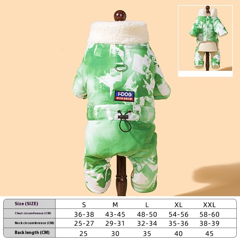 Cozy Four-Paw Winter Protection with 'Fighting Bear' Print Cotton Coverall for Your Canine Buddy