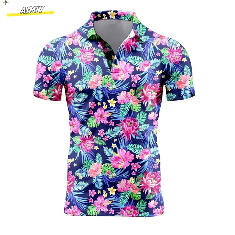 Summer casual Tshirt mens short sleeved polo shirt collar button up workwear quick drying Tshirt sports golf Tshirt 2023 240729
