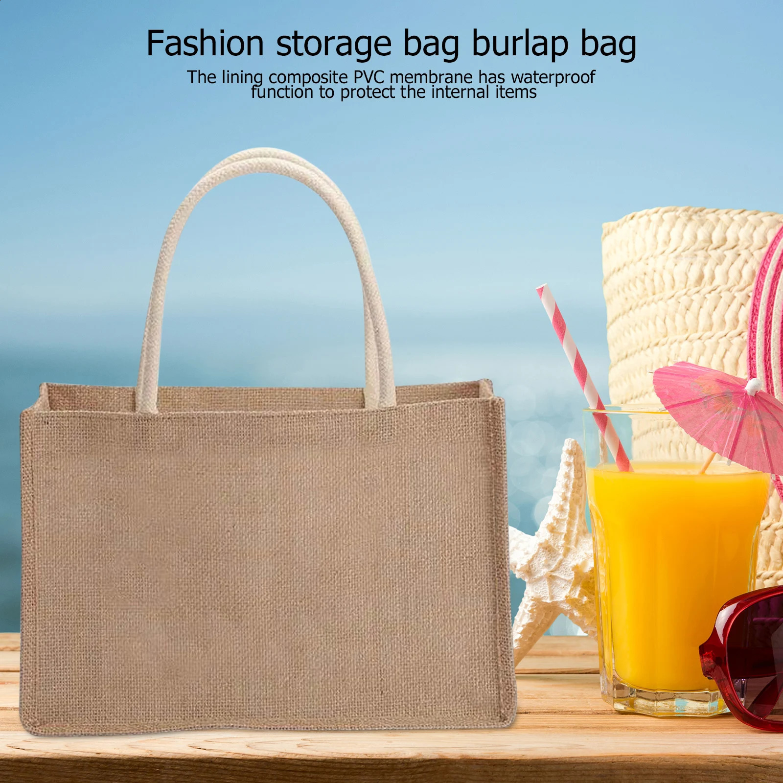 Stylish Women Handbag Creative Jute Beach Tote Shopping Bag Leisure Travel Playing Large Handbags 240730