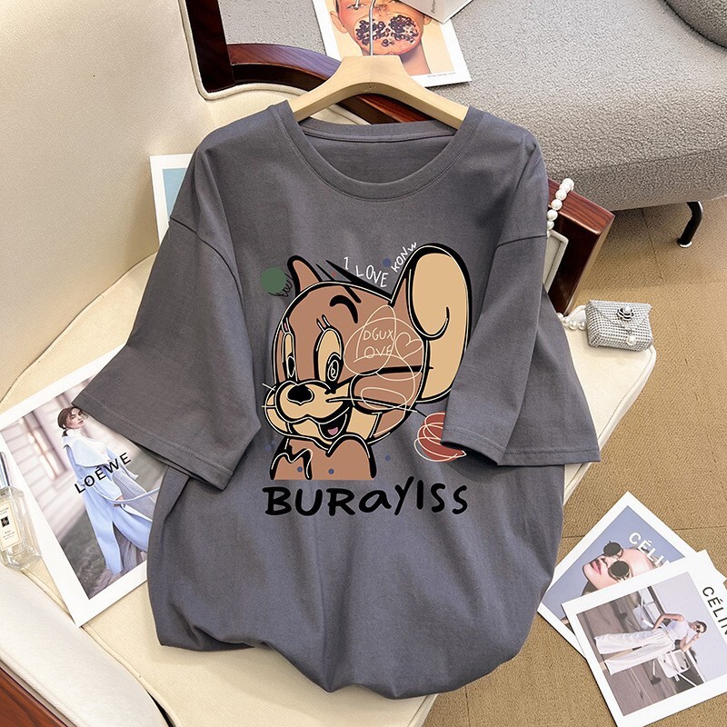 Summer women's designer short sleeved round neck Korean style loose T-shirt top
