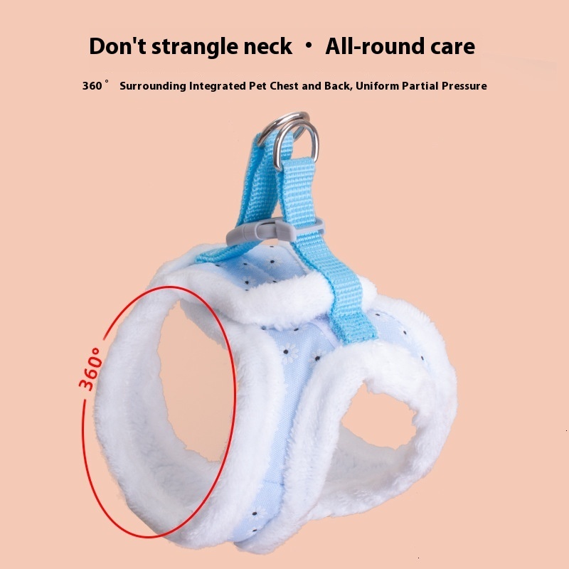 Pet winter plush harness chest and back walking dog traction rope