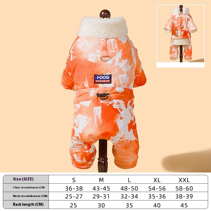 Cozy Four-Paw Winter Protection with 'Fighting Bear' Print Cotton Coverall for Your Canine Buddy