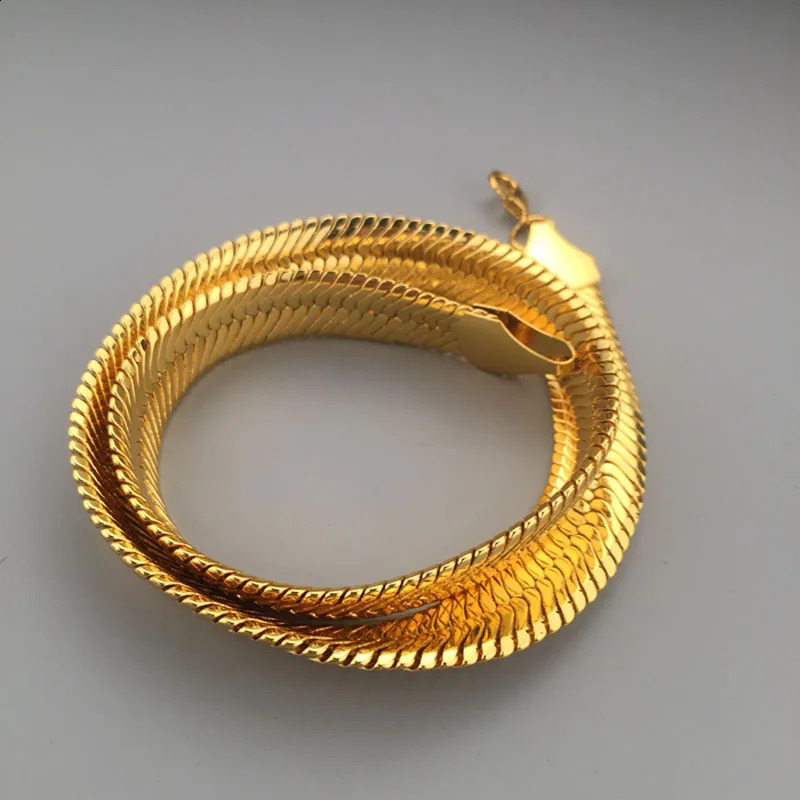 High quality 60cm 75cm 10mm hiphop mens bone snake chain gold necklace rapper short and chubby boy night club DJ smart jewelry 240723