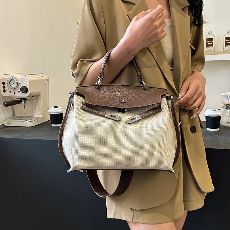 3 PU Color Matching for Women Fashion Versatile Temperament Shoulder Casual Tote Hasp Top-Handle Bags Bolsasdeombro 240731 4
